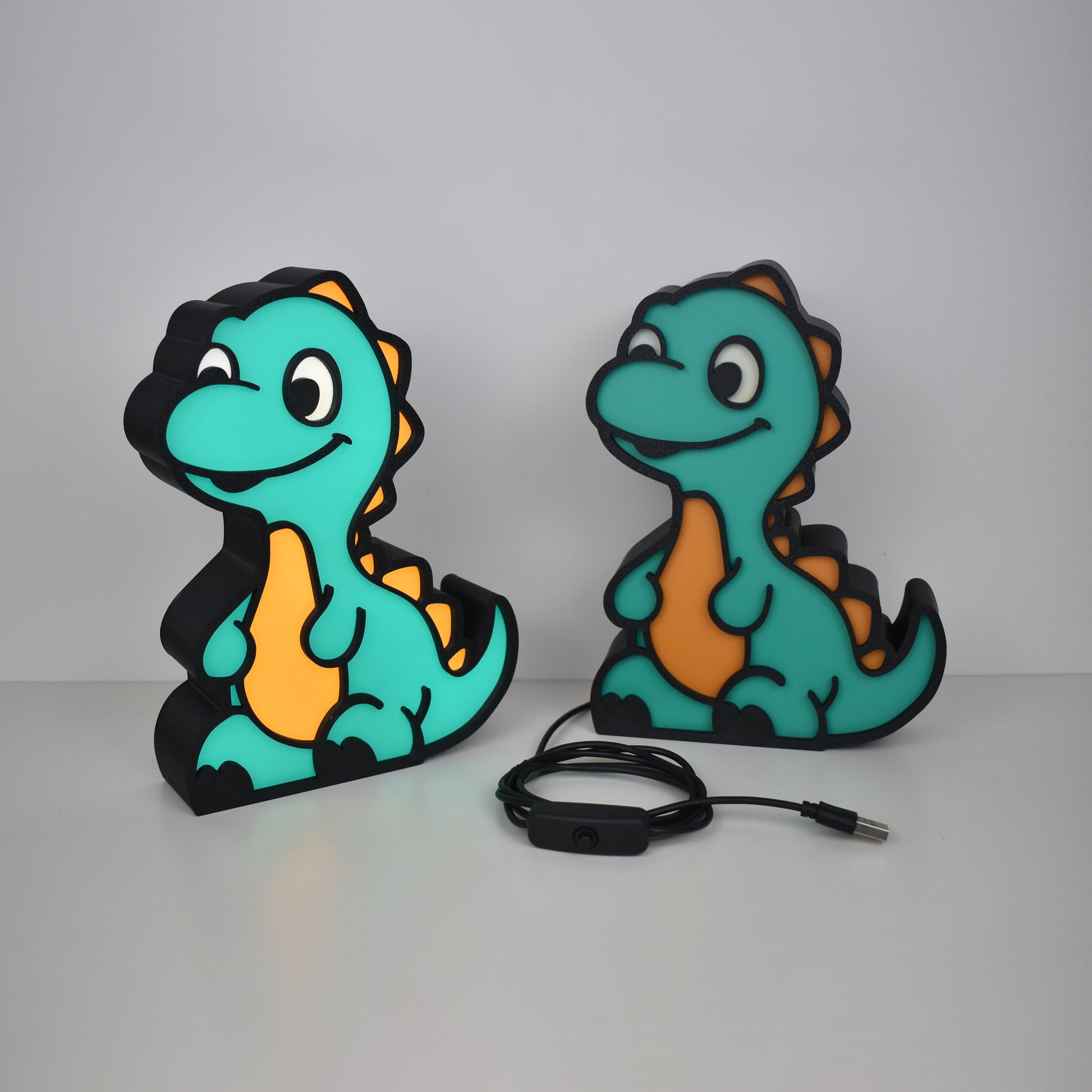 Kinder-Nachtlicht in Dinoform mit USB-Kabel, ausgeschaltet  