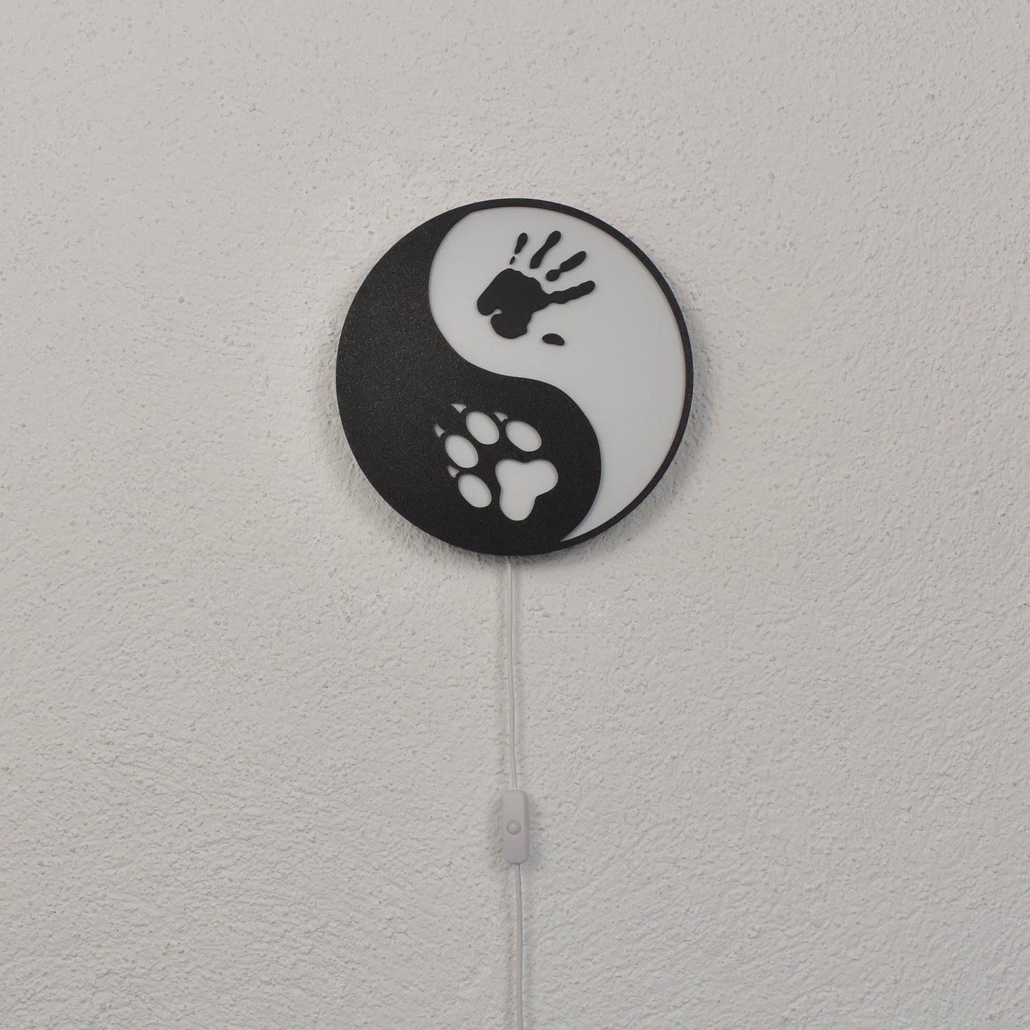 Pfote-und-Hand-Leuchtschild ohne Licht – symbolische LED-Deko für tierliebe Menschen