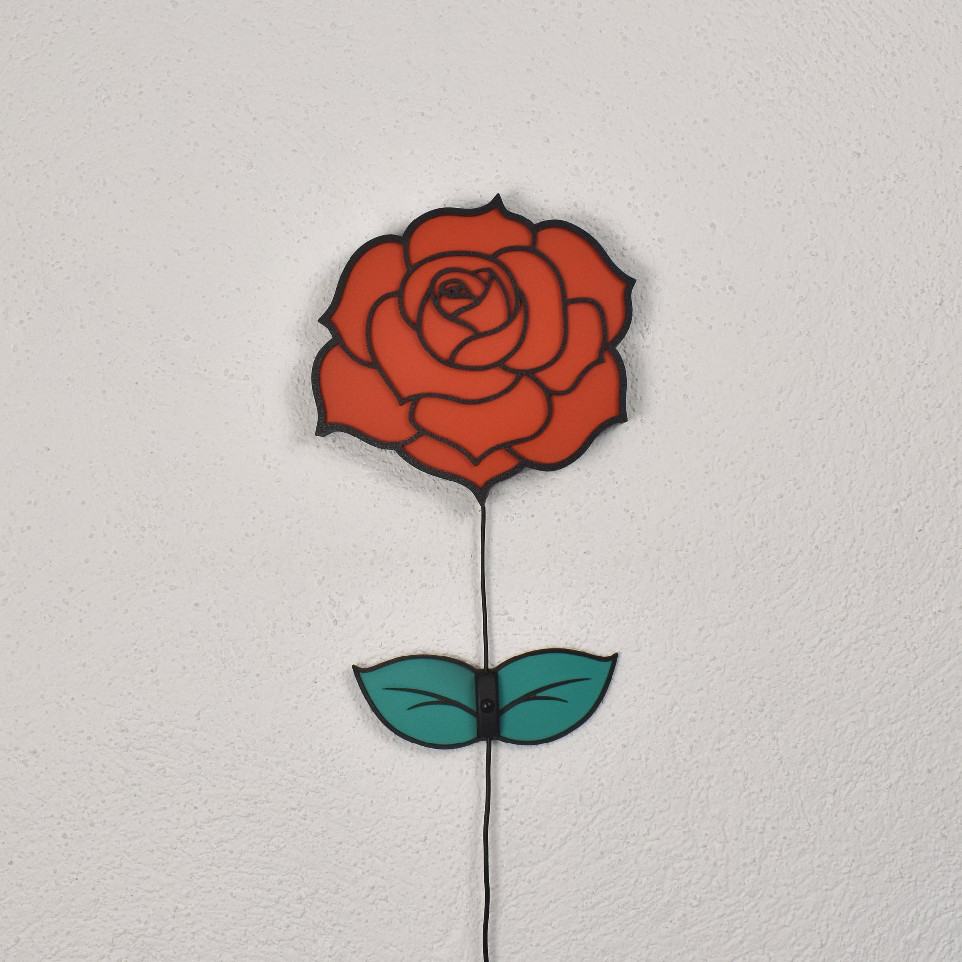 Rosen-Wanddeko, ausgeschaltet – stilisiertes LED-Blumenmotiv für dekorative Raumgestaltung
