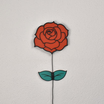 Rosen-Wanddeko, ausgeschaltet – stilisiertes LED-Blumenmotiv für dekorative Raumgestaltung