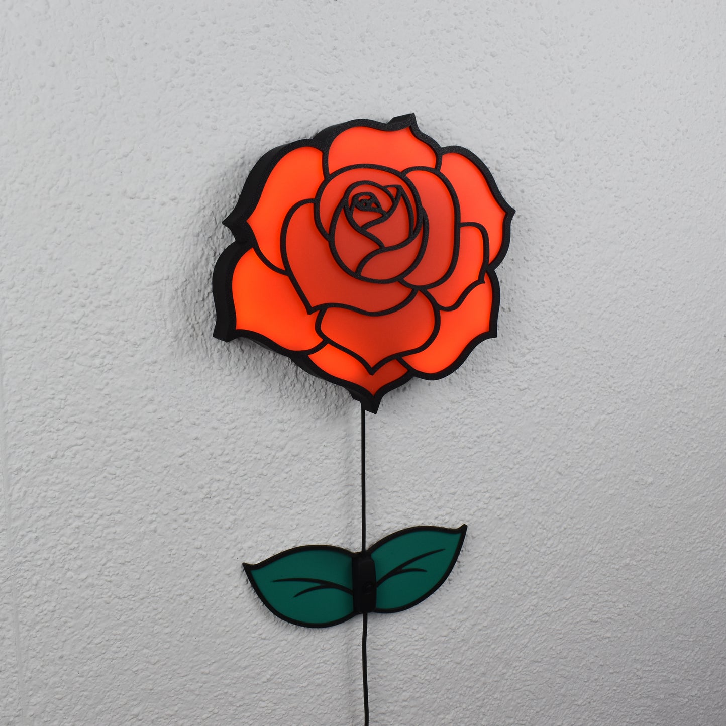 Rose mit Blatt - Wandleuchte