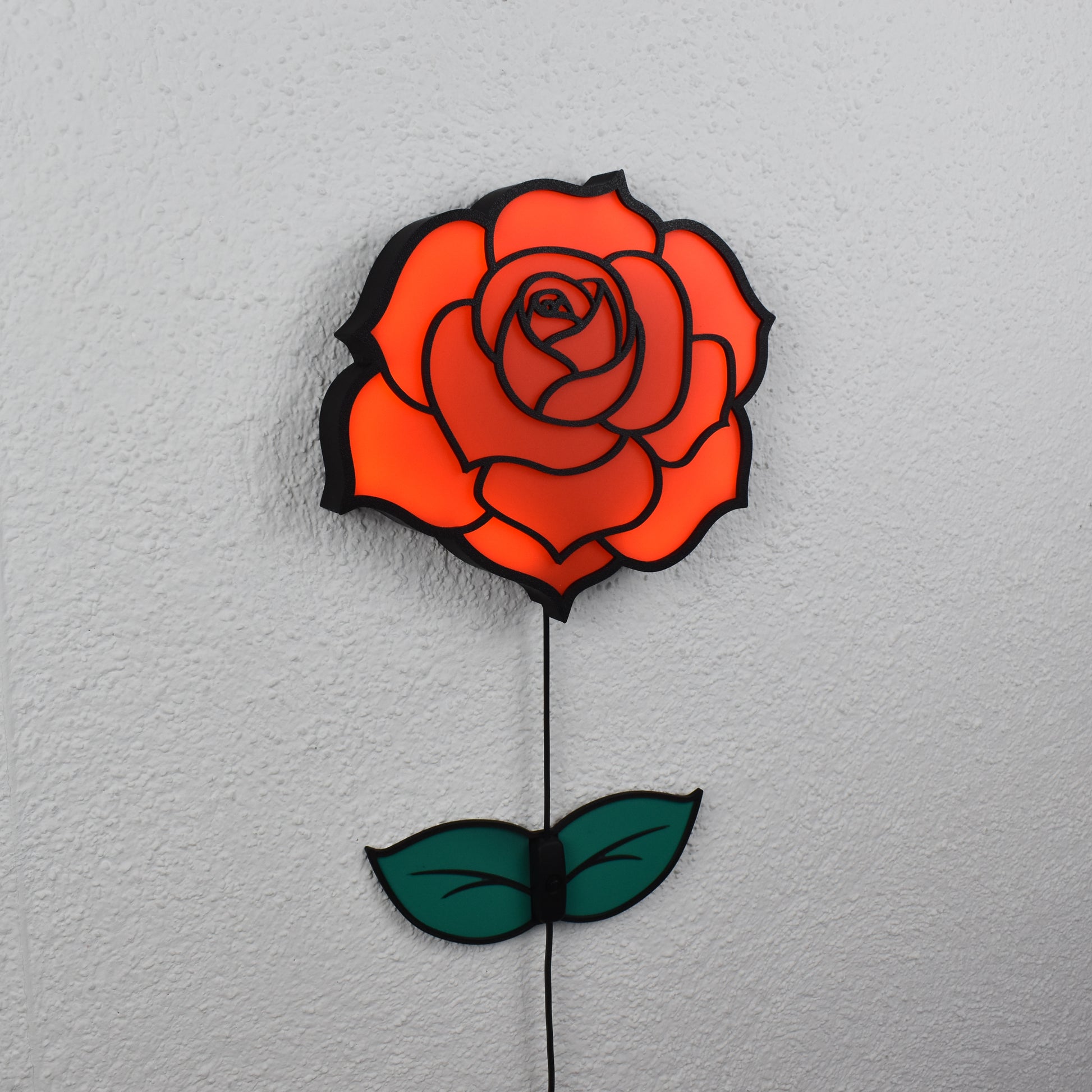 Rose mit Blatt - Wandleuchte