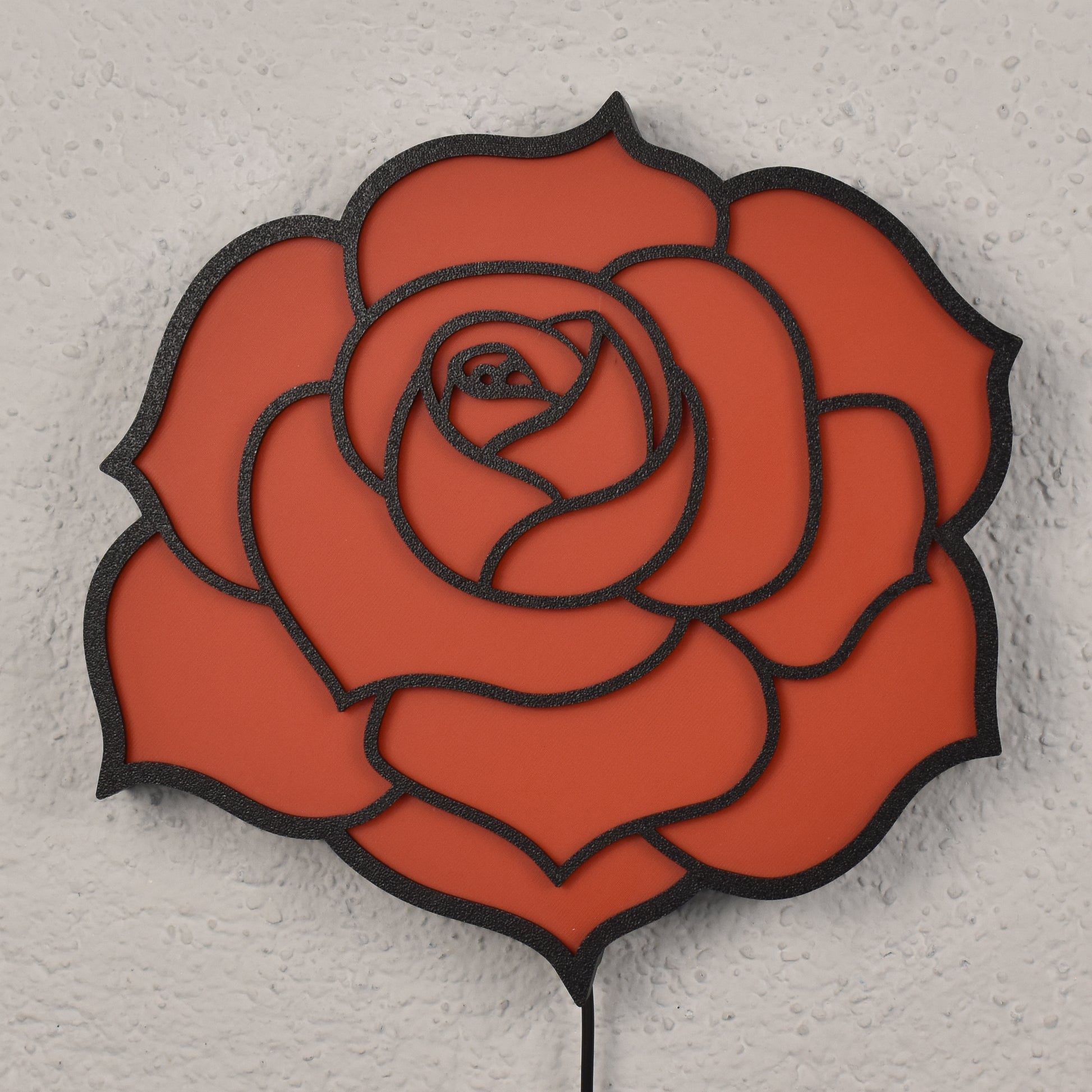 Rose, LED Wandlampe, Nahaufname der Blüte