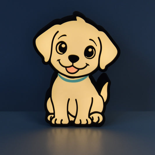 LED Nachtlicht Hund Welpe Kinderzimmer Lampe USB – Vorderansicht eingeschaltet