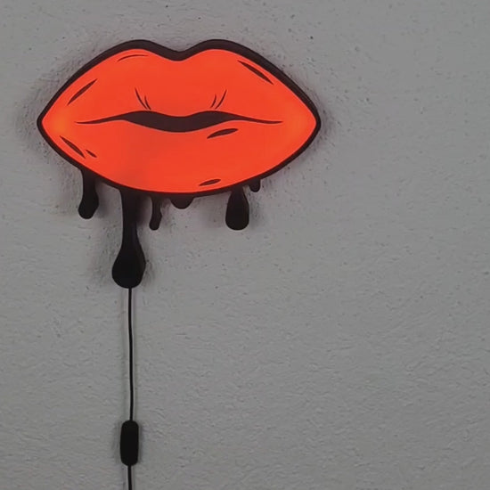 Rote Lippen LED-Wandlampe